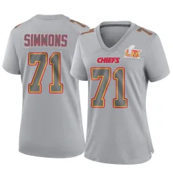 Women's Josh Simmons Kansas City Chiefs No.71 Game Atmosphere Fashion Super Bowl LIX Jersey - Gray