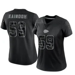 Women's Joshua Kaindoh Kansas City Chiefs No.59 Limited Reflective Jersey - Black