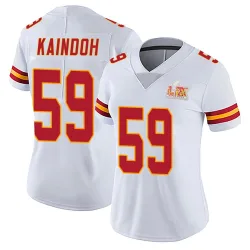 Women's Joshua Kaindoh Kansas City Chiefs No.59 Limited Vapor Untouchable Super Bowl LIX Jersey - White