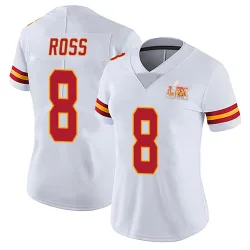 Women's Justyn Ross Kansas City Chiefs No.8 Limited Vapor Untouchable Super Bowl LIX Jersey - White