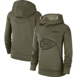 Women's Kansas City Chiefs No. 2018 Salute to Service Team Logo Performance Pullover Hoodie - Olive