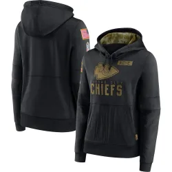 Women's Kansas City Chiefs No. 2020 Salute to Service Performance Pullover Hoodie - Black
