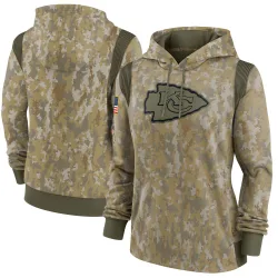 Women's Kansas City Chiefs No. 2021 Salute to Service Therma Performance Pullover Hoodie - Olive