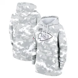 Women's Kansas City Chiefs No. 2024 Salute To Service Club Fleece Pullover Hoodie - Arctic Camo