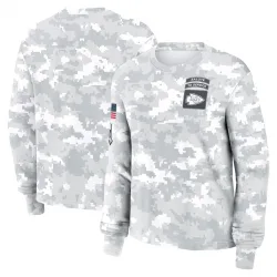 Women's Kansas City Chiefs No. 2024 Salute To Service Long Sleeve T-Shirt - Arctic Camo