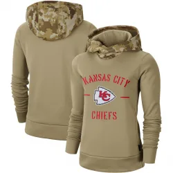Women's Kansas City Chiefs No. Khaki 2019 Salute to Service Therma Pullover Hoodie