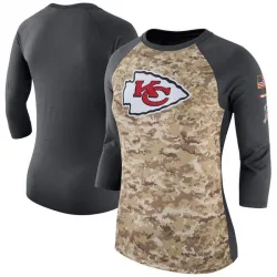 Women's Kansas City Chiefs No. Legend Salute to Service 2017 Three-Quarter Raglan Sleeve T-Shirt - Camo/Charcoal