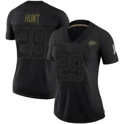 Women's Kareem Hunt Kansas City Chiefs No.29 Limited 2020 Salute To Service Jersey - Black