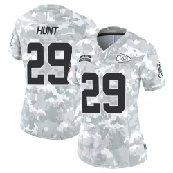 Women's Kareem Hunt Kansas City Chiefs No.29 Limited 2024 Salute to Service Jersey - Arctic Camo