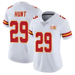 Women's Kareem Hunt Kansas City Chiefs No.29 Limited Vapor Untouchable Super Bowl LIX Jersey - White