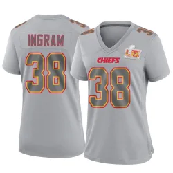 Women's Keaontay Ingram Kansas City Chiefs No.38 Game Atmosphere Fashion Super Bowl LIX Jersey - Gray