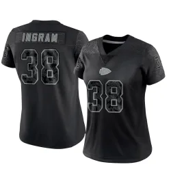Women's Keaontay Ingram Kansas City Chiefs No.38 Limited Reflective Jersey - Black