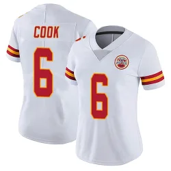 Women's Kenny Cook Kansas City Chiefs No.6 Limited Vapor Untouchable Jersey - White