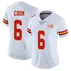 Women's Kenny Cook Kansas City Chiefs No.6 Limited Vapor Untouchable Super Bowl LIX Jersey - White