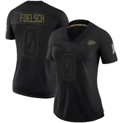 Women's Kevin Foelsch Kansas City Chiefs No.0 Limited 2020 Salute To Service Jersey - Black