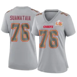Women's Kingsley Suamataia Kansas City Chiefs No.76 Game Atmosphere Fashion Super Bowl LIX Jersey - Gray
