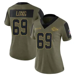 Women's Kyle Long Kansas City Chiefs No.69 Limited 2021 Salute To Service Jersey - Olive