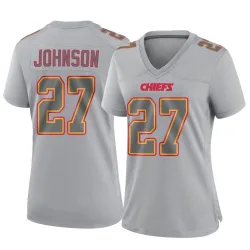 Women's Larry Johnson Kansas City Chiefs No.27 Game Atmosphere Fashion Jersey - Gray