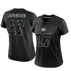 Women's Larry Johnson Kansas City Chiefs No.27 Limited Reflective Jersey - Black