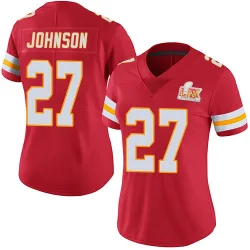 Women's Larry Johnson Kansas City Chiefs No.27 Limited Team Color Vapor Untouchable Super Bowl LIX Jersey - Red