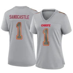 Women's Leon Sandcastle Kansas City Chiefs No.1 Game Atmosphere Fashion Jersey - Gray