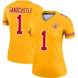 Women's Leon Sandcastle Kansas City Chiefs No.1 Legend Inverted Jersey - Gold