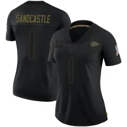 Women's Leon Sandcastle Kansas City Chiefs No.1 Limited 2020 Salute To Service Jersey - Black