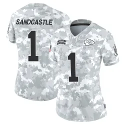 Women's Leon Sandcastle Kansas City Chiefs No.1 Limited 2024 Salute to Service Jersey - Arctic Camo