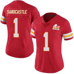 Women's Leon Sandcastle Kansas City Chiefs No.1 Limited Team Color Vapor Untouchable Super Bowl LIX Jersey - Red