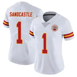 Women's Leon Sandcastle Kansas City Chiefs No.1 Limited Vapor Untouchable Jersey - White
