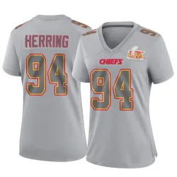 Women's Malik Herring Kansas City Chiefs No.94 Game Atmosphere Fashion Super Bowl LIX Jersey - Gray