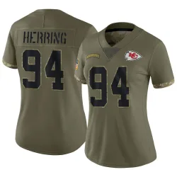 Women's Malik Herring Kansas City Chiefs No.94 Limited 2022 Salute To Service Jersey - Olive