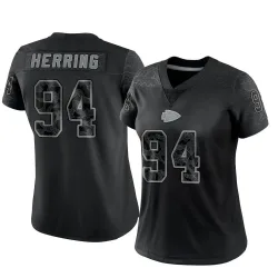 Women's Malik Herring Kansas City Chiefs No.94 Limited Reflective Jersey - Black