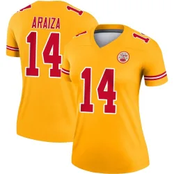 Women's Matt Araiza Kansas City Chiefs No.14 Legend Inverted Jersey - Gold