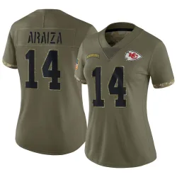 Women's Matt Araiza Kansas City Chiefs No.14 Limited 2022 Salute To Service Jersey - Olive