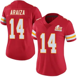 Women's Matt Araiza Kansas City Chiefs No.14 Limited Team Color Vapor Untouchable Super Bowl LIX Jersey - Red