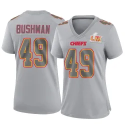 Women's Matt Bushman Kansas City Chiefs No.49 Game Atmosphere Fashion Super Bowl LIX Jersey - Gray