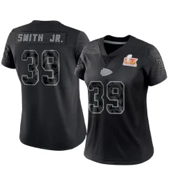 Women's Melvin Smith Jr. Kansas City Chiefs No.39 Limited Reflective Super Bowl LIX Jersey - Black