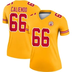 Women's Mike Caliendo Kansas City Chiefs No.66 Legend Inverted Jersey - Gold