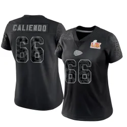 Women's Mike Caliendo Kansas City Chiefs No.66 Limited Reflective Super Bowl LIX Jersey - Black