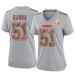 Women's Mike Danna Kansas City Chiefs No.51 Game Atmosphere Fashion Super Bowl LIX Jersey - Gray