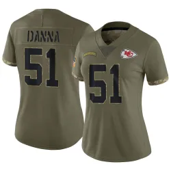 Women's Mike Danna Kansas City Chiefs No.51 Limited 2022 Salute To Service Jersey - Olive