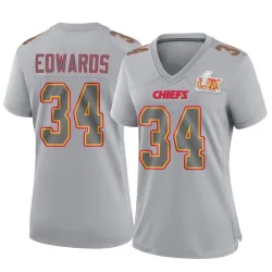 Women's Mike Edwards Kansas City Chiefs No.34 Game Atmosphere Fashion Super Bowl LIX Jersey - Gray