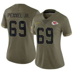 Women's Mike Pennel Jr. Kansas City Chiefs No.69 Limited 2022 Salute To Service Jersey - Olive