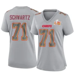 Women's Mitchell Schwartz Kansas City Chiefs No.71 Game Atmosphere Fashion Super Bowl LIX Jersey - Gray