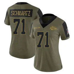 Women's Mitchell Schwartz Kansas City Chiefs No.71 Limited 2021 Salute To Service Jersey - Olive