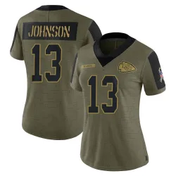 Women's Nazeeh Johnson Kansas City Chiefs No.13 Limited 2021 Salute To Service Jersey - Olive