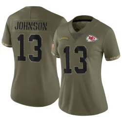Women's Nazeeh Johnson Kansas City Chiefs No.13 Limited 2022 Salute To Service Jersey - Olive