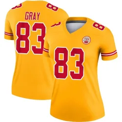 Women's Noah Gray Kansas City Chiefs No.83 Legend Inverted Jersey - Gold