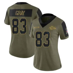 Women's Noah Gray Kansas City Chiefs No.83 Limited 2021 Salute To Service Jersey - Olive